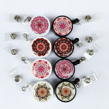 Colored flowers Epoxy easy pull buckle Easy pull retractable ID buckle badge buckle