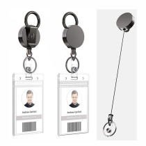 Black electroplated metal easy pull buckle retractable key buckle easy to pull with belt clip ID buckle high elastic cable puller