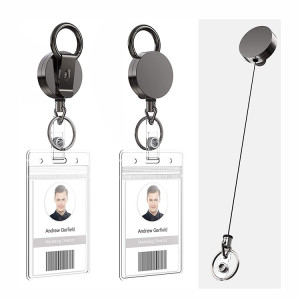 Black electroplated metal easy pull buckle retractable key buckle easy to pull with belt clip ID buckle high elastic cable puller