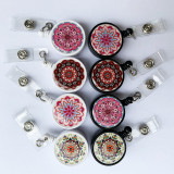 Colored flowers Epoxy easy pull buckle Easy pull retractable ID buckle badge buckle
