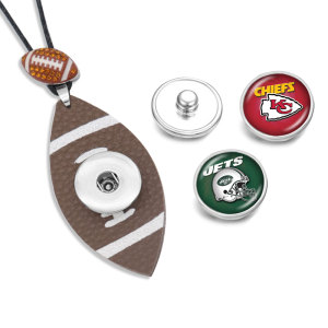 Team logo sport necklace with glass buckle Necklace with chain adjustable  fit 20MM chunks snaps jewelry