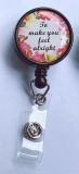 Colored flowers Epoxy easy pull buckle Easy pull retractable ID buckle badge buckle