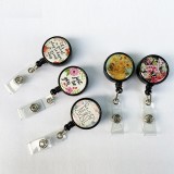 Colored flowers Epoxy easy pull buckle Easy pull retractable ID buckle badge buckle