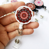 Colored flowers Epoxy easy pull buckle Easy pull retractable ID buckle badge buckle