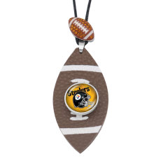 Team logo sport necklace with glass buckle Necklace with chain adjustable  fit 20MM chunks snaps jewelry
