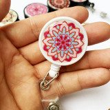 Colored flowers Epoxy easy pull buckle Easy pull retractable ID buckle badge buckle