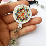 Colored flowers Epoxy easy pull buckle Easy pull retractable ID buckle badge buckle