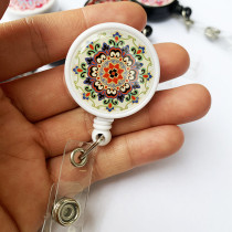 Colored flowers Epoxy easy pull buckle Easy pull retractable ID buckle badge buckle
