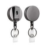 Black electroplating 4cm gun gray metal easy pull buckle anti-lost high elasticity retractable keychain easy to pull ID buckle