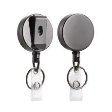 Black electroplating 4cm gun gray metal easy pull buckle anti-lost high elasticity retractable keychain easy to pull ID buckle