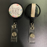 Colored flowers Epoxy easy pull buckle Easy pull retractable ID buckle badge buckle