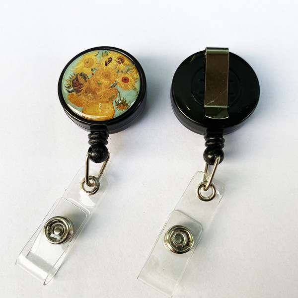 Colored flowers Epoxy easy pull buckle Easy pull retractable ID buckle badge buckle
