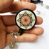 Colored flowers Epoxy easy pull buckle Easy pull retractable ID buckle badge buckle
