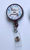 Colored flowers Epoxy easy pull buckle Easy pull retractable ID buckle badge buckle