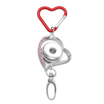 Love heart shape Rhinestone  Keychain Multifunctional hook Document hook Car Bag hook fit 18&20MM snap button jewelry