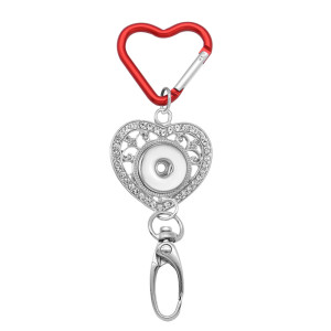 Love heart shape Rhinestone  Keychain Multifunctional hook Document hook Car Bag hook fit 18&20MM snap button jewelry