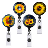 Sunflower sun flower easy pull buckle rotating alligator clip easy pull retractable document buckle badge