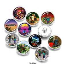 20MM   Game  Print   glass  snaps buttons