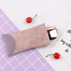 18*9CM Personality snake print PU elastic leather sunglasses bag solid color fashion myopia and presbyopic glasses bag in stock