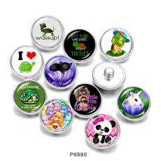 20MM   Cartoon   tortoise    Print   glass  snaps buttons