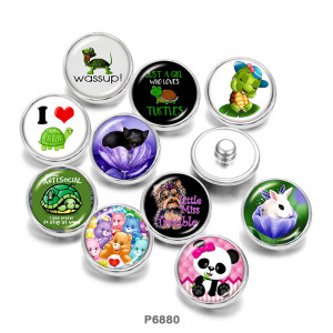 20MM   Cartoon   tortoise    Print   glass  snaps buttons