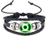 Marvel Superhero Badge Captain America Superman Spiderman Flash Hulk Gemstone Leather Bracelet