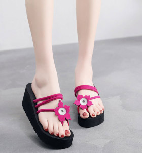 2 buttons girls shoes, women's slippers, women's flip-flops, women's sandals, 6.5 cm high thick soles for summer beach fit18&20MM  snaps jewelry