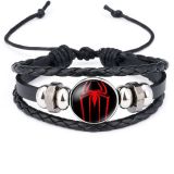 Marvel Superhero Badge Captain America Superman Spiderman Flash Hulk Gemstone Leather Bracelet