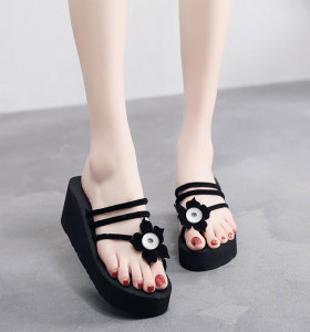 2 buttons girls shoes, women's slippers, women's flip-flops, women's sandals, 6.5 cm high thick soles for summer beach fit18&20MM  snaps jewelry