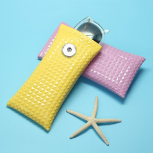 18*9CM Sunglasses bag PU leather bullet mouth portable waterproof glasses bag storage fit 18&20mm snap buttom sanp jewelry