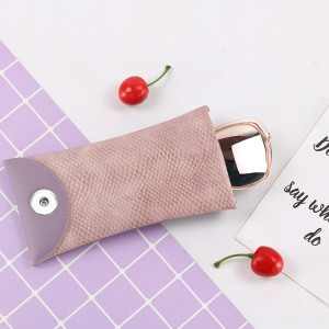 18*9CM Personality snake print PU elastic leather sunglasses bag solid color fashion myopia and presbyopic glasses bag in stock fit 18&20mm snap buttom sanp jewelry
