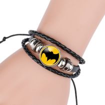 Marvel Superhero Badge Captain America Superman Spiderman Flash Hulk Gemstone Leather Bracelet