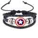 Marvel Superhero Badge Captain America Superman Spiderman Flash Hulk Gemstone Leather Bracelet