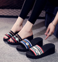 2 buttons girls shoes, women's slippers, women's flip-flops, women's sandals, 6.5 cm high thick soles for summer beach fit18&20MM  snaps jewelry