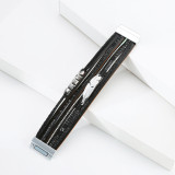 Crystal Feather Accessory Multi-Layer Wide Leather Bracelet