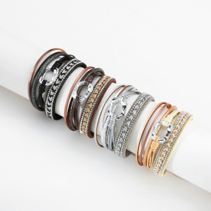 Ladies bracelet European and American ethnic style multi-layer woven ring accessories leather bracelet