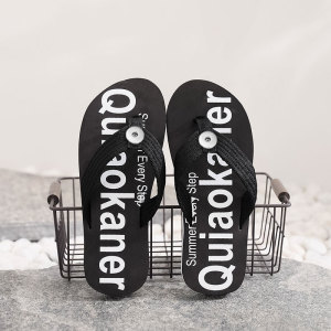 2 buttons Flip-flops slippers casual personality outdoor trend beach shoes fit18&20MM  snaps jewelry