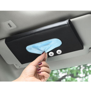 Car sun visor hanging paper towel clip car mask storage pumping box leather car tissue box interior fit 18&20MM snap buttom snap jewelry