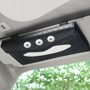 Car sun visor hanging paper towel clip car mask storage pumping box leather car tissue box interior fit 18&20MM snap buttom snap jewelry