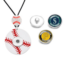 Team logo sport necklace with glass buckle Necklace with chain adjustable  fit 20MM chunks snaps jewelry