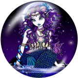 20MM  Mermaid   Print   glass  snaps buttons  Beach Ocean