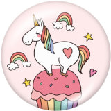 20MM  Unicorn   Print   glass  snaps buttons