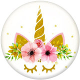 20MM   Unicorn  Print   glass  snaps buttons