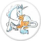 20MM  Unicorn   Print   glass  snaps buttons
