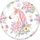 20MM   Unicorn  Print   glass  snaps buttons