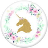 20MM   Unicorn  Print   glass  snaps buttons