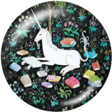 20MM  Unicorn   Print   glass  snaps buttons