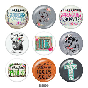 20MM  Cross   Print   glass  snaps buttons