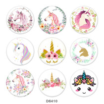 20MM   Unicorn  Print   glass  snaps buttons