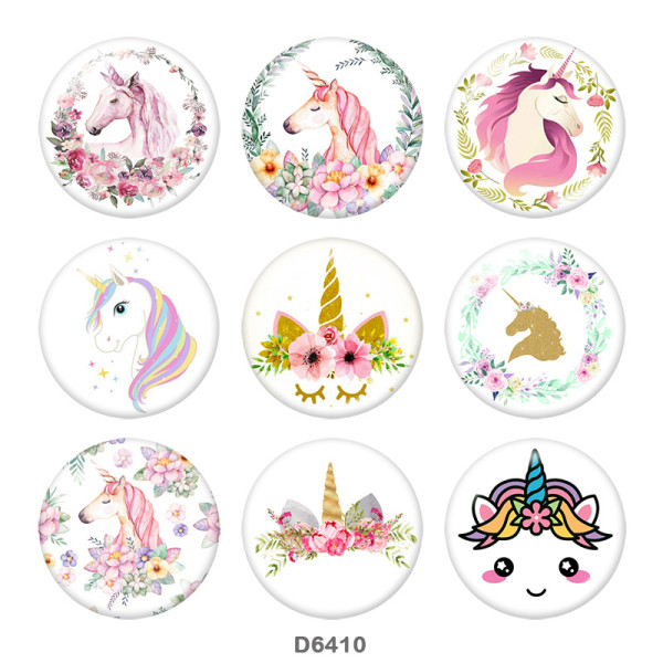 20MM   Unicorn  Print   glass  snaps buttons